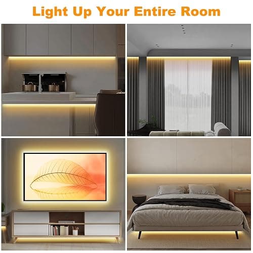 Tatazone Smart White COB Led Strip Light with App and Remote, 16.4ft 3000K Bright Warm White WiFi COB Light Strip Compatible with Alexa Google, Dimmable Indoor Led Lights for Mirror, Cabinet, Kitchen thumbnail 5