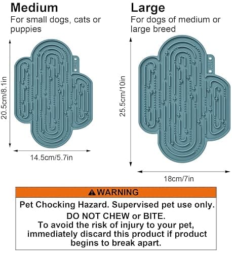 OHMO Licky Mats for Dogs and Cats 2 Pcs Cactus Silicone Lick Mats with Suction Cups for Pet Anxiety Relief, Dog Slow Feeding(Dark Blue&Light Blue) thumbnail 3