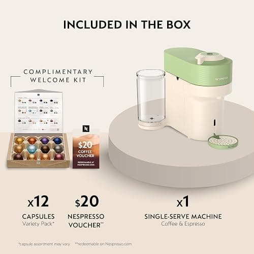 Nespresso Limited-Edition Vertuo Pop+ Coffee & Espresso Maker by Breville | Limited edition, pistachio coffee machine with compact design, 25 fl. oz. side water tank and one touch coffee and espresso. thumbnail 4