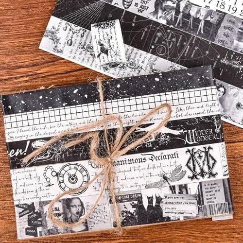 DAPUTOU 20 Rolls Vintage Washi Tape Set,Wide Floral Stamp Letter Old Newspaper Antique Retro Decorative Masking Tape Sets for Scrapbook, Craft,Kids, Scrapbooking Supplies (Black) thumbnail 6