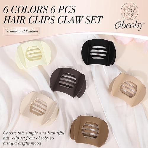 Obeoby 6 Pcs Flat Hair Clips for Women, Medium Flat Claw Clips French Hair Barrettes Accessories Hair Claws for Medium Hair Volume Stocking Stuffers thumbnail 5