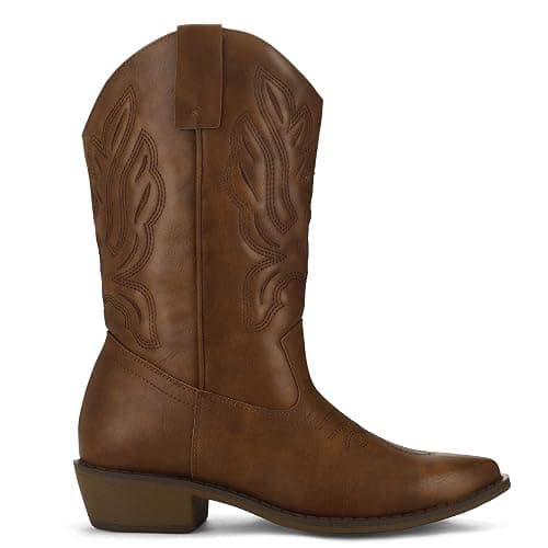 mysoft Women's Western Cowboy Boots Embroidered Mid-Calf Pointed Toe Cowgirl Boot thumbnail 3