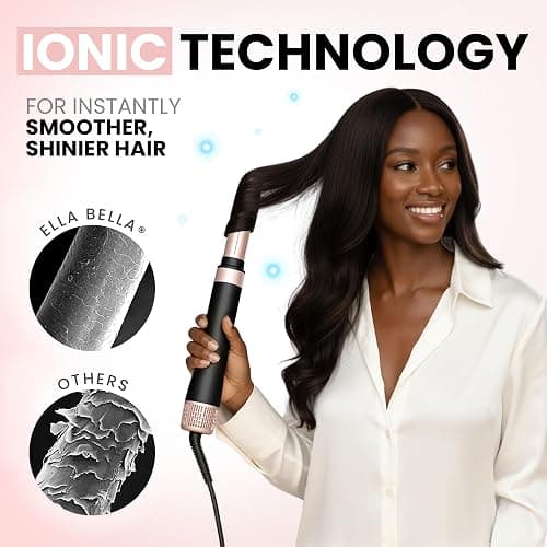 ELLA BELLA® 6 in 1 Professional Hot Air Styler • Powerful Hair Dryer & Straightener Set • Styling Without Heat Damage • Fast Drying Curling Volumizing Straightening • Includes Protective Travel Case thumbnail 5