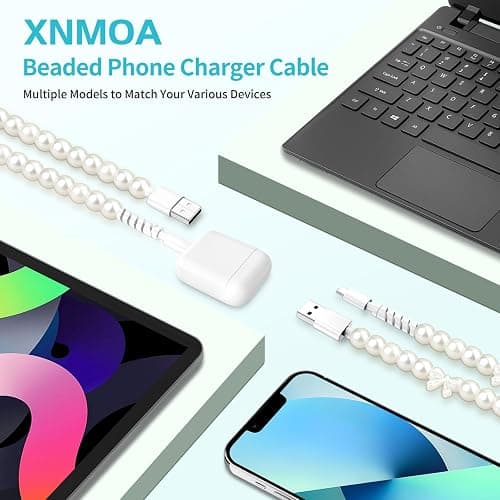 For iPhone Charger Cord USB to Lightn-ing Phone Charger Cable for iPhone 14 | [MFi Certified] 60W Beaded Pearl Fast Charging Cable 3FT USB A to iPhone for iPhone 14 13 12 11 AirPods 1/2 iPad 9th thumbnail 6