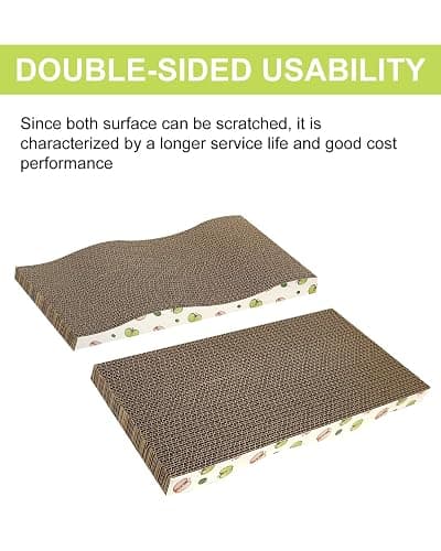 TIMHAKA Cat Scratching Board, Corrugate Cat Scratcher for Indoor Cats with Catnip, Cat Scratch Pad with Premium Scratch Textures Design, Cardboard Cat Scratcher with Double-Sided Usability (Pack of 2) thumbnail 3