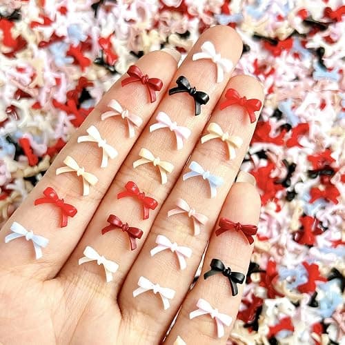 300PCS Bow Nail Charms Colorful 3D Bowknot Charms for Nail Art Resin Flatback Nail Studs 9 Colors Kawaii Bow Nail Jewelry Accessories Bowknot Nail Charms Cute Mini Nail Gems for Women Nail Decoration - Image 1
