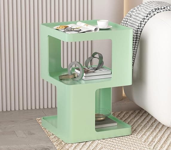 BAOGELIYA Metal Small Nightstands, Modern Side Table with 3 Tiers Storage, Green End Table for Couch, Living Room Bedroom, Bedside Tables No Assembly Required thumbnail 3