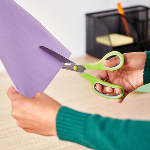 Amazon Basics Stainless Steel Scissors for Office, Crafts, Multipurpose, Sharp, Comfort Grip, PVD Coated, 3 Pack, Multicolor thumbnail 8