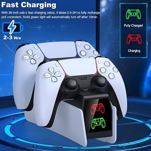 GAMSINGY PS5 Controller Ladestation für Dualsense Wireless/Edge Controller, Ladestation für PlayStation 5 Controller mit 2-3Std Schnelllade/LED-Ladeanzeige thumbnail 2