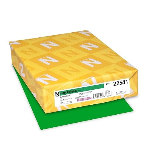 Astrobrights® Color Multi-Use Printer & Copy Paper, 1 Ream, Gamma Green, Letter (8.5" x 11"), 500 Sheets Per Ream, 24 Lb, 94 Brightness - Image 1