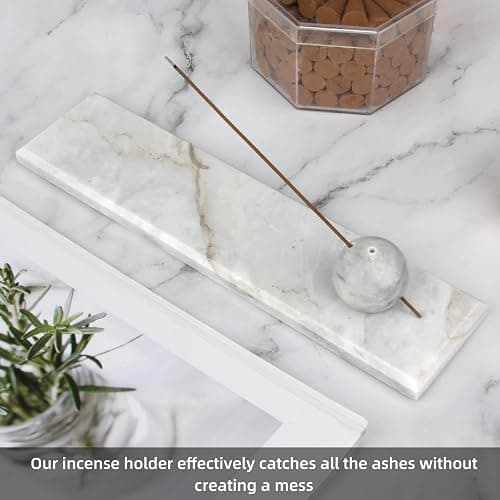 HESHIBI Marble Incense Holder Tray Incense Burner Modern Minimalist Home Deco and Desk Incense Holder for Sticks (Grey White) thumbnail 6