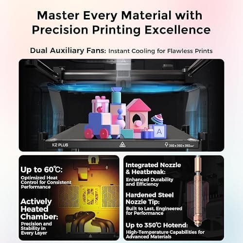 Creality 3D Printer K2 Plus Combo Multi Color 3D Printer with CFS, 16 Color Printing, 600mm/s High Speed, Auto Leveling, Dual AI Cameras, 350×350×350mm Build Volume thumbnail 4