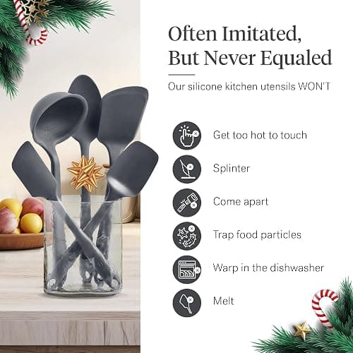 GIR: Get It Right 5 Piece Silicone Essentials Kitchen Utensils Set - Ladle, Spatula, Flip, Spoon & Spoonula - Non-Toxic Cooking Utensils for Nonstick Cookware, Cooking and Baking - Charcoal thumbnail 5