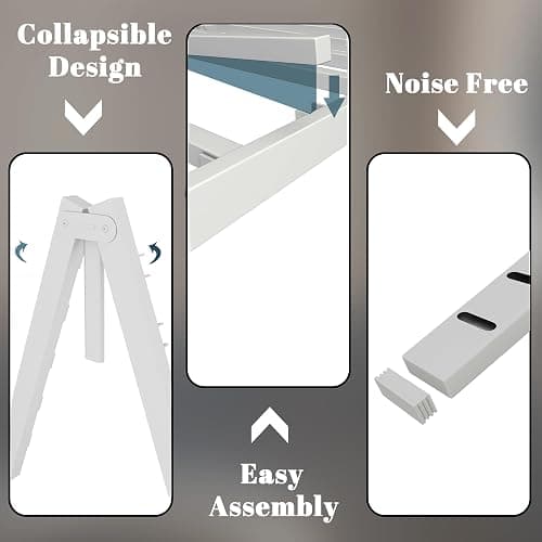 KOSOSO Queen Bed Frame 6 Inch White, Metal Bed Frame Queen Size with Gaskets, No Box Spring Need, Heavy Duty Steel Platform Support, Round Corner Design, Noiseless, Easy Assembly thumbnail 6