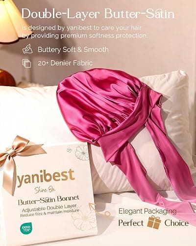 YANIBEST Adjustable Satin Bonnet for Sleeping Women Double Layer Hair Wrap Reduce Friction Prevent Frizz Natural Curly Hair thumbnail 2
