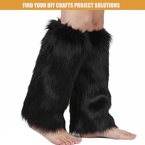 Faux Fur Fluffy Crafts Fabric 23.6x59 inch Black, Long Pile Shaggy Fur Fabric for Costume, Halloween Decoration, Home Sewing, Craft Arts Supply, Upholstery, Christmas Plush Furry Material thumbnail 6