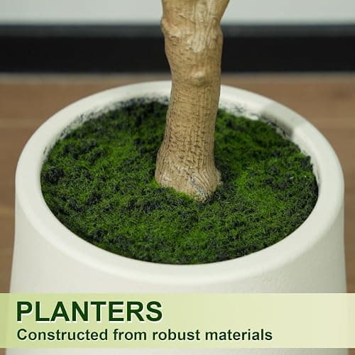 VIVATREES Olive Trees Artificial Indoor, 5FT Tall Faux Olive Tree with White Tall Planter, Artificial Plants with Natural Wood Trunk and Lifelike Fruits for Home Office Decor thumbnail 7