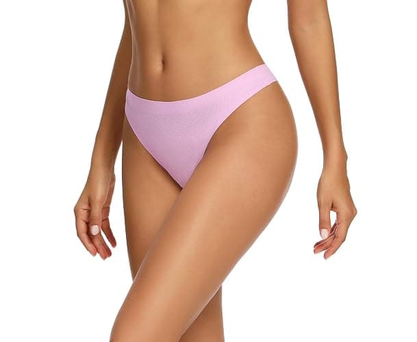 voenxe Seamless Women Underwear Thongs,No Show Ladies Thong,No Line Workout Breathable Comfortable Panties,Soft Undies,5-Pack thumbnail 2
