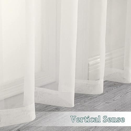 Chyhomenyc Ivory Sheer Curtains 96 Inch Length 2 Panels Set, Elegant Light Filtering Voile Window Treatment Drapes for Living Room Bedroom, 42W x 96L Inches, Set of 2, Ivory thumbnail 9