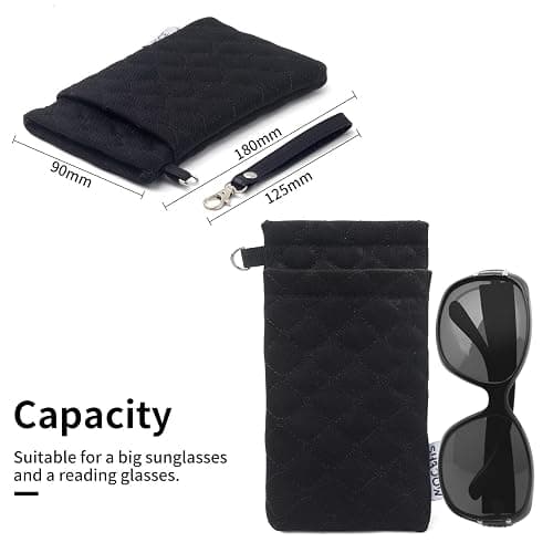 Face Shadow Double Glasses Case Soft Eyeglass Casle For Women Men Squeeze Top Sunglasses Case With Cleaning Cloth thumbnail 3