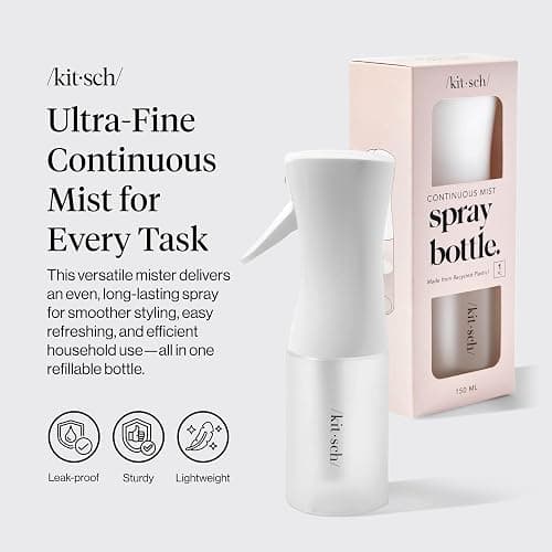 Kitsch Continuous Spray Bottle for Hair – White, 150ml | Fine Mister Spray Bottle & Water Spray Bottle – Recycled Hair Spray Bottle – Spray Bottles for Cleaning, Styling, & More thumbnail 3