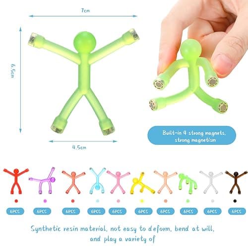 60 Pieces Fridge Magnets Humanoid Cute Men Colorful Refrigerator Magnetic Toys for Kids Translucent Magnetic Magnets for Adults Lockers, Fridge, Office, Whiteboard Decoration thumbnail 2