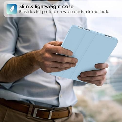 Supveco Case for iPad Air 11 Inch (M4 2026/M3 2025/M2 2024),iPad Air 5th/4th Generation 10.9 Inch 2022/2020 with Pencil Holder-[Auto Wake/Sleep],Premium Folio Stand Soft TPU Back Cover-Ice Blue thumbnail 7