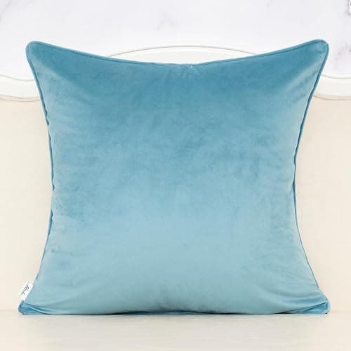 Alerfa Blue Floral Throw Pillow Cover 18 x 18 Inch Cut Velvet Sqaure Luxury Decorative Pillow Cover for Couch Living Room Bedroom thumbnail 2