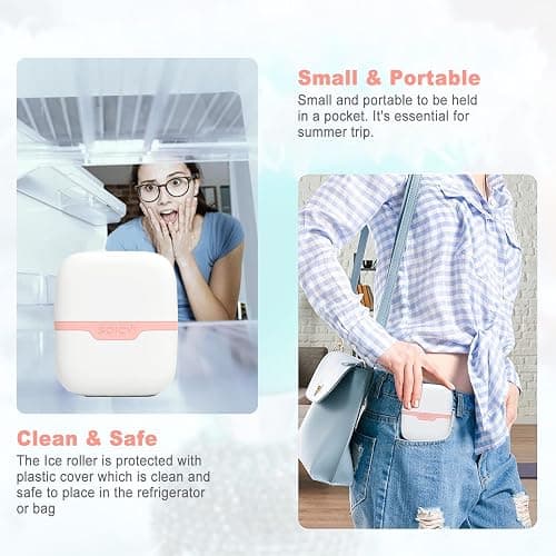 Ice Roller for Face and Eyes - Facial Skin Care Tools with 2 in 1 Face Roller and Travel Case, Self Care Gift for Men Women (Pink) thumbnail 5