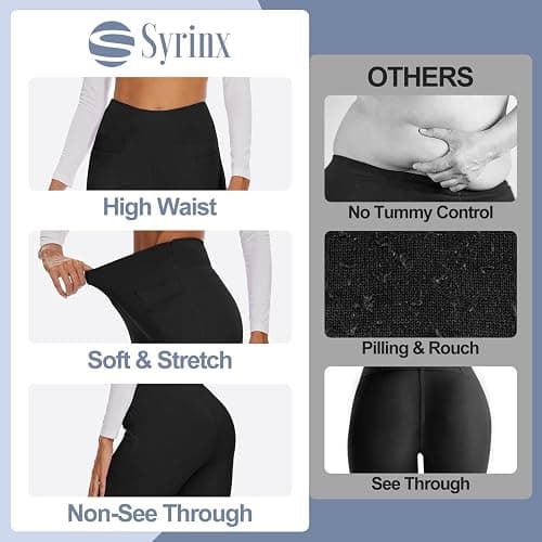 3 Packs Leggings with Pockets for Women, Soft High Waisted Tummy Control Workout Yoga Pants thumbnail 4