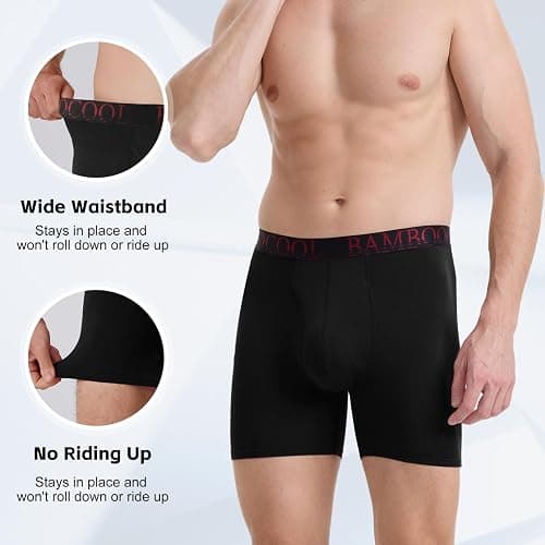 BAMBOO COOL Men's Ultra ComfortSoft Underwear, Moisture Wicking & Breathable No Ride Up Boxer Briefs with Fly, Multipack thumbnail 3