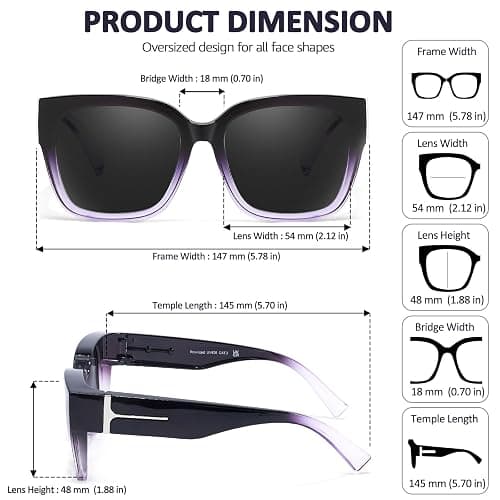LVIOE 2 Pack Polarized Fit Over Sunglasses for Women Men Oversized Square Over Glasses Sunglasses with UV Protection LS7511 thumbnail 4