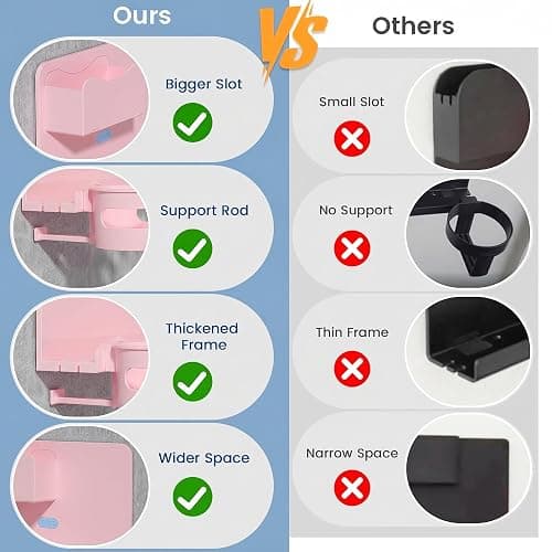 Floating Shelves for Bedside Shelf Accessories Organizer, Wall Mount Self Stick On, Cute Room Decor Aesthetic, Girls Room Decor, Cool Stuff for Bedroom Storage and Organization (Pink) thumbnail 5