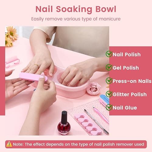 Yokilly Dual Nail Soak off Bowl: Acetone Acrylic Remover Kit - Soak Off Bowls for Gel Nail Polish Dip Powder Cuticle Remover - Nail Soaking Manicure Bowl with 15ml Rose Cuticle Oil for Salon Home thumbnail 5