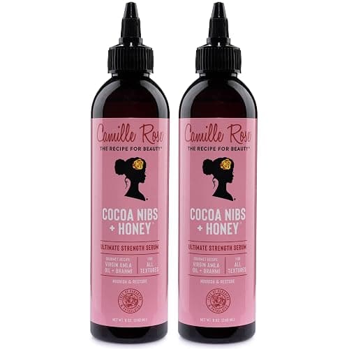 Camille Rose Hair Serum 2-Pack – Cocoa Nibs + Honey Ultimate Strength Serum with Amla Oil for Scalp Care, Hair Repair & Frizz Control, 8 Fl Oz Ea - Image 1