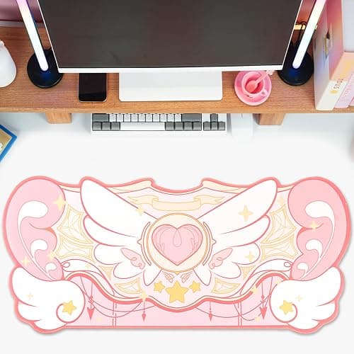 GeekShare Large Gaming Mouse Pad Kawaii Pink Non-Slip Rubber Back Mouse Pad Big Waterproof Desk Mat for Keyboard and Mouse Perfect for Gaming,or Home Office Work - Star Wings（Super Dense Cloth） thumbnail 6