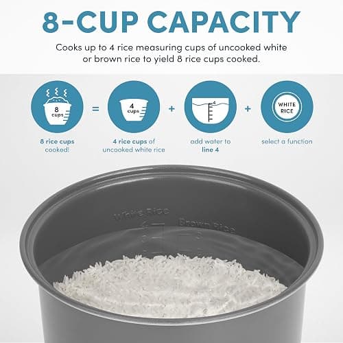 AROMA Digital Rice Cooker, 4-Cup (Uncooked) / 8-Cup (Cooked), Steamer, Grain Cooker, Multicooker, 2 Qt, Stainless Steel Exterior, ARC-914SBD thumbnail 6