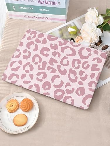 Seorsok Compatible with MacBook Air 13 Inch Case 2022 2021 2020-2018 Release A1932 A2179 M1 A2337 Touch ID,Leopard Grain Plastic Hard Shell Case with Keyboard Cover,Pink Leopard Cheetah Pattern thumbnail 2