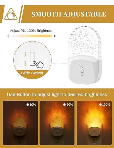 Night Lights Plug Into Wall [2 Pack], Amber Warm Night Light, 1800K, Dusk to Dawn Sensor, Adjustable Brightness LED Night Light for Bathroom, Hallway, Stairway thumbnail 4