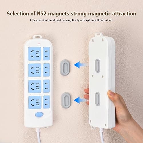 XYOFUN Magnetic Remote Control Holder Wall Mount - 4 Pcs No Drill Self-Adhesive Organizer for Air Conditioner & TV Remotes, Storage Caddy for Televisions Backside - White thumbnail 4