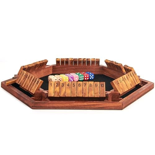 AMEROUS Upgraded 1-6 Players Shut The Box Dice Game, Wooden Board Table Math Game with 16 Dice for Kids Adults, Family Classroom Home Party or Pub thumbnail 5