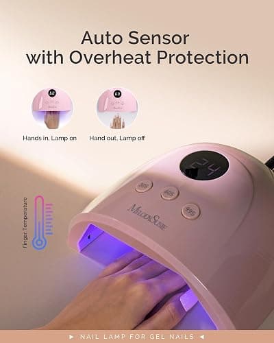 MelodySusie Compact Advanced UV LED Nail Lamp, P-Plus30F Nail Dryer with 3 Timers & Smart Sensor Cures All Gels, Especially Rhinestone Glue, Solid & Liner Gel Polishes for Advanced DIY at Home Pink thumbnail 4
