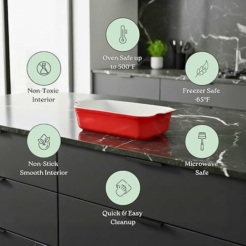 ROSSALLINI Signature Stoneware Loaf Pan | Non-Stick for Perfect Baking and Bread Making | 1lb Loaf Pan [Sage Green] thumbnail 7
