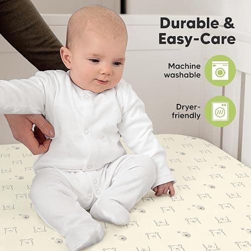 KeaBabies 2-Pack Organic Crib Sheets for Boys, Girls - 52x28 Fitted Crib Mattress Sheet Neutral, Breathable Jersey Cotton Cover for Baby Bed, Toddler Mattress, Soft & Cute Prints (Bumble Bear) thumbnail 7