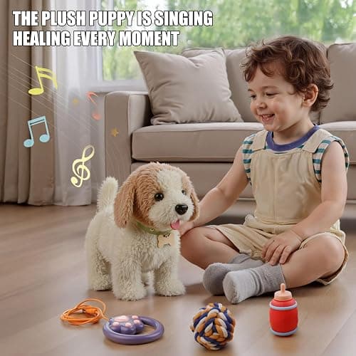 Wuffy Robot Dog, Robot Dogs Realistic, Interactive Walking Plush Toy Dog, Leash Remote Plush Toy Puppy with Touch Barking, Wags-Tail, Tongue Licking, Sing, Battery Powered (Batteries Not Included） thumbnail 3