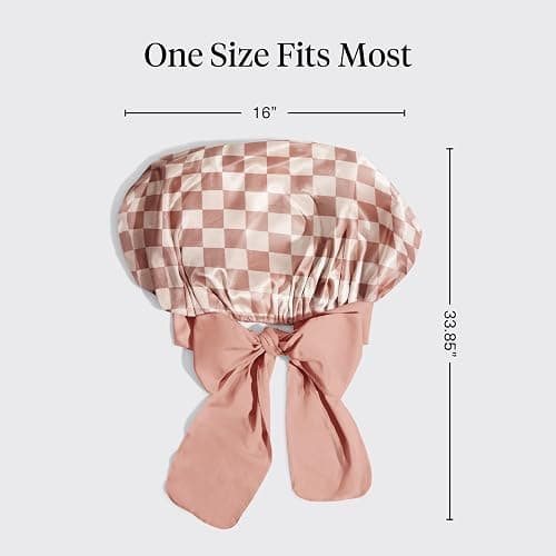 Kitsch XL Satin Bonnet for Sleeping - Terracotta Checker | Softer Than Silk Bonnet For Sleeping Women - Secure Fit, Adjustable & Prevents Breakage Hair Bonnet For Sleeping thumbnail 4
