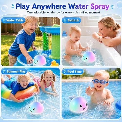 ANGGIKO Baby Bath Toys, Pool Water Toys for Babies, Toddler Bath Toys for Kids Ages 1-3, 1 Year Old Boy Girl Gift Light Up Whale Bath Toy Sprinkler, Baby 6-12-18 Months Bathtub Outdoor Water Table Toy thumbnail 7