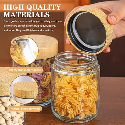 WEFHEF 4 Stück Aufbewahrung Gläser mit Deckel Overnight Oats Einmachgläser mit Schraubdeckel 500ml Meal Prep Gläser Vorratsdosen für Marmelade Sauerteig mit 8 Sticker + 1 Stift thumbnail 3