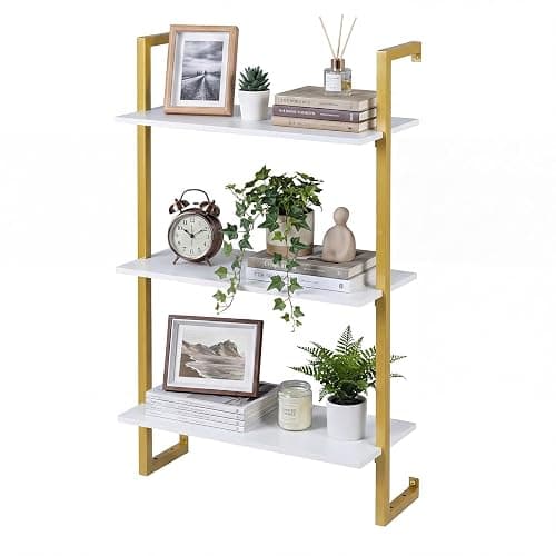 COSTWAY Mensola da Parete a 3 Livelli, Scaffale Verticale Sospeso per Bar Caffè, Portaoggetti Multiusi per Soggiorno Ufficio Domestico e Bagno, 53x23x90 cm (Bianco) - Image 1