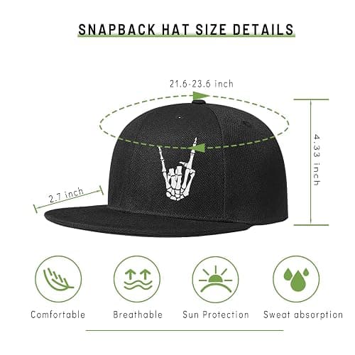Tijeyi Flat Bill Hats for Men Snapback Skull Hats Black Hat for Teen Boys Skateboard Hats Baseball Cap thumbnail 2